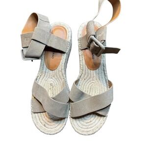 Lucky Brand Shoes Womens‎ Size 9.5 Beige Suede Audrinah Espadrille Wedge Sandals